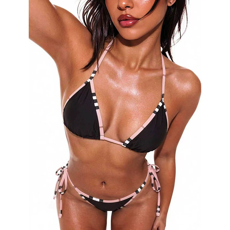 Two-Piece Triangle Halter Bikini Set view 3