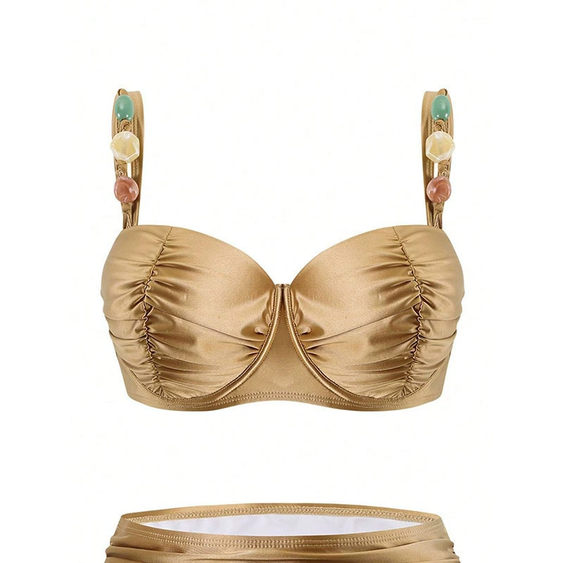 Two-Piece Swimsuit with Underwire Top and High-Waist Bottom view 3