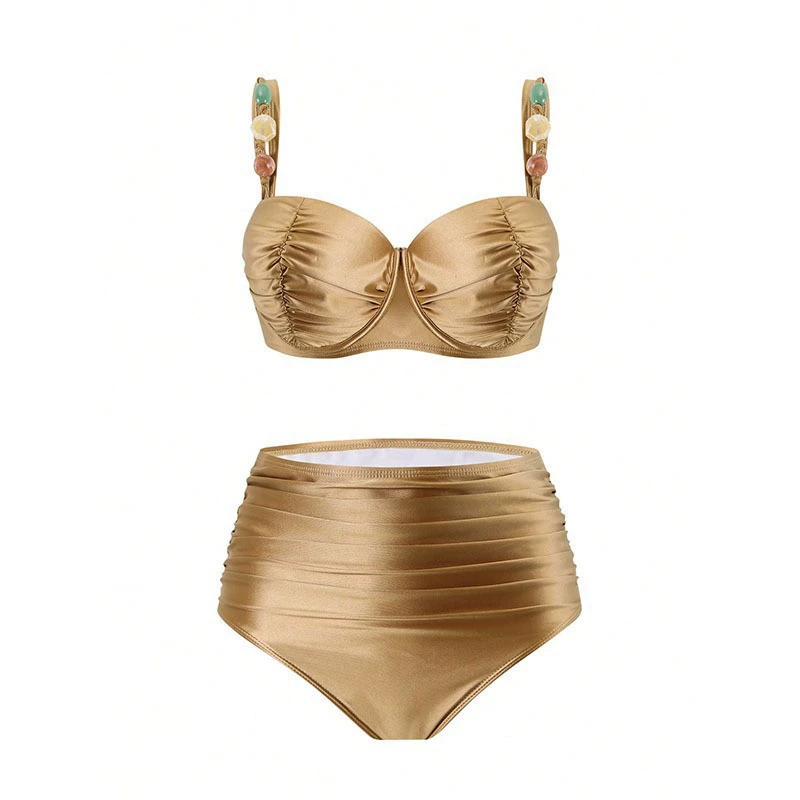Two-Piece Swimsuit with Underwire Top and High-Waist Bottom view 5