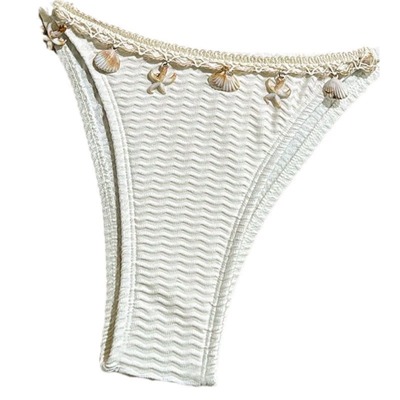 Shell Embellished Triangle Bikini Set with Side Ties view 5