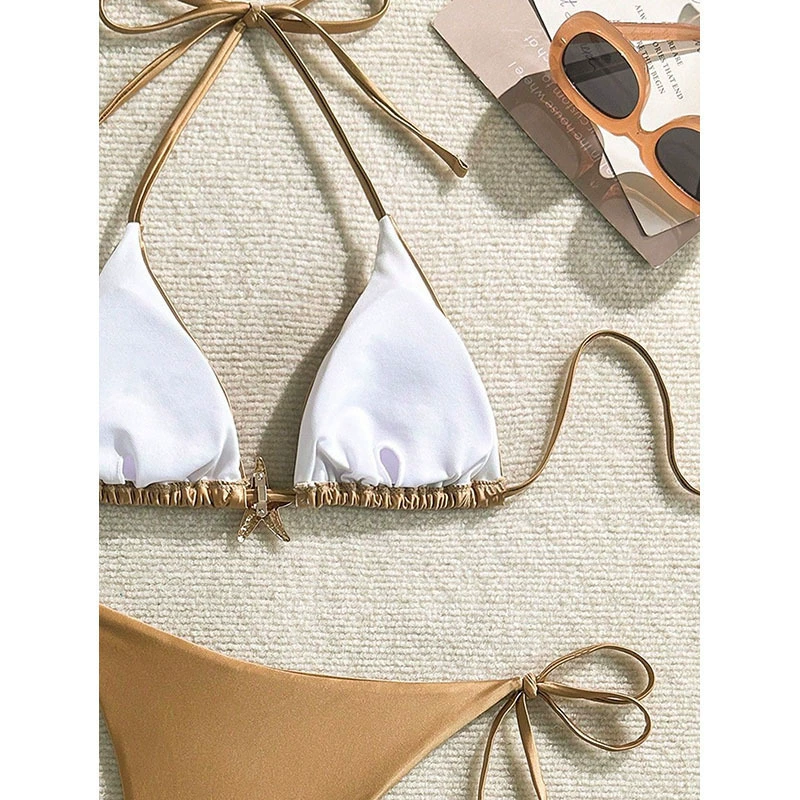 Halter Triangle Bikini Set with Side Tie Bottoms view 3