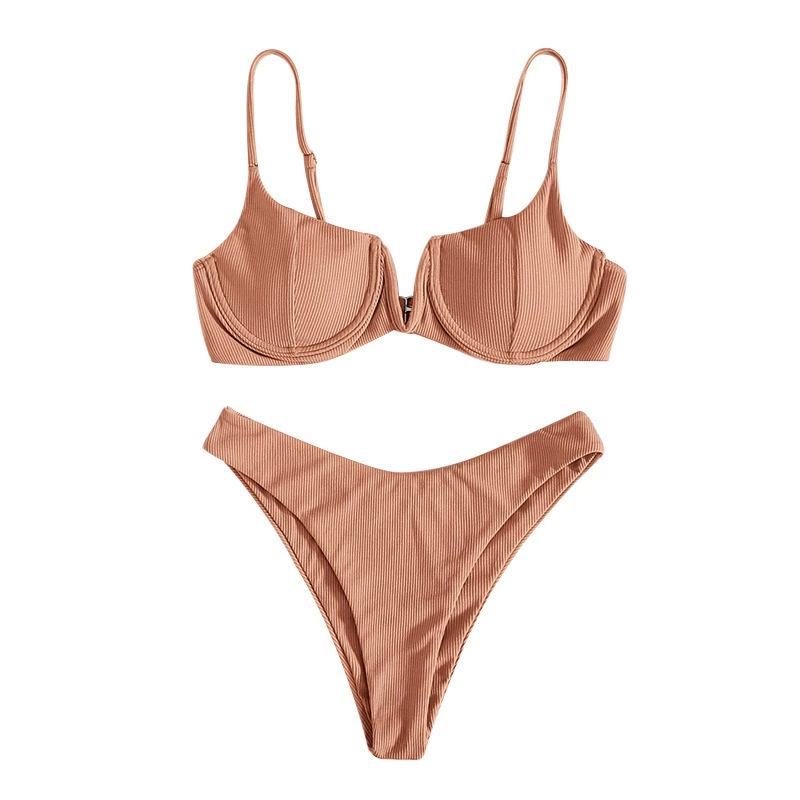 Two-Piece Underwire Bikini Set with High-Cut Bottoms view 5