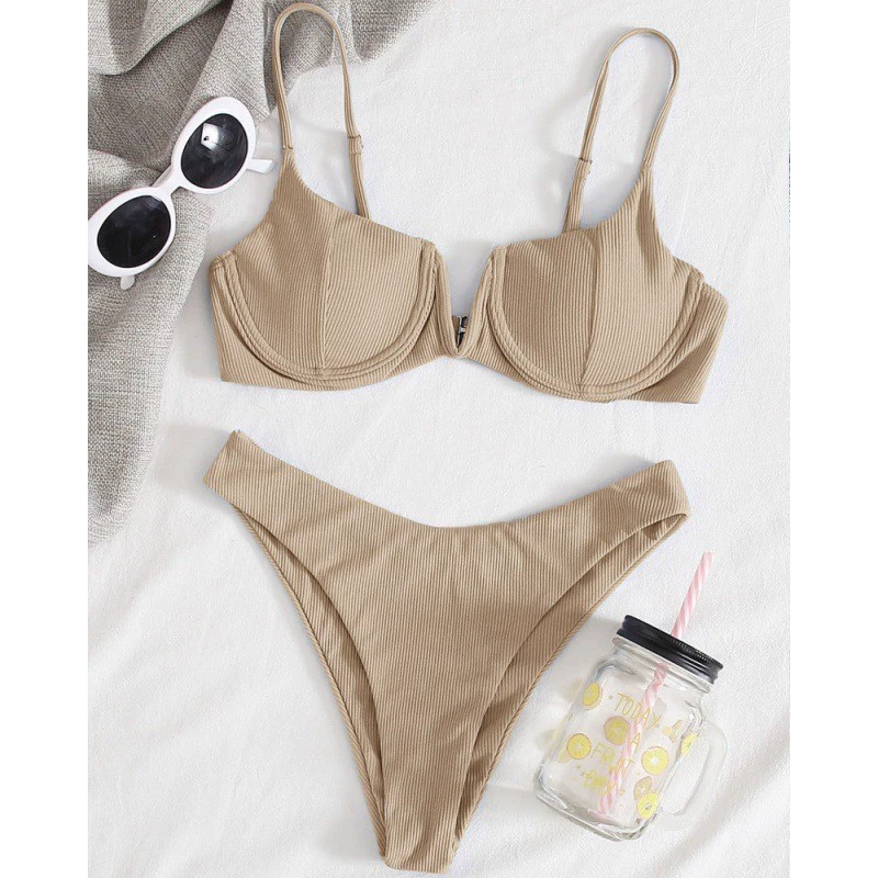 Two-Piece Underwire Bikini Set with High-Cut Bottoms view 6