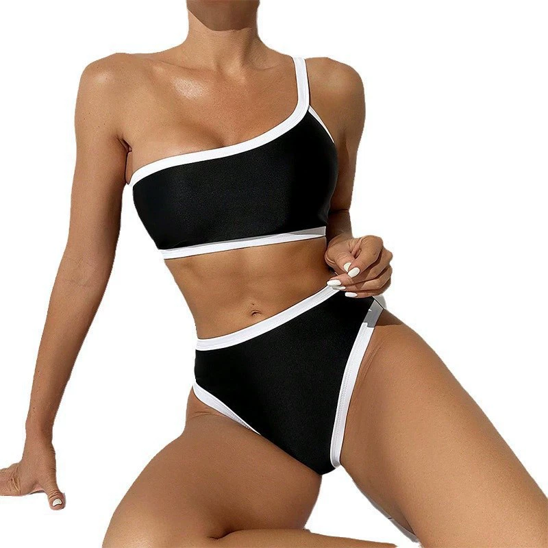 One-Shoulder Padded Bikini Set with High-Waist Bottom view 5
