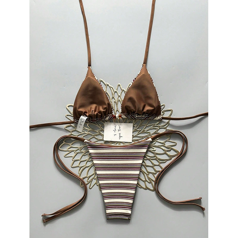 Two-Piece Halter Bikini Set with Triangle Cups and Tie-Side Bottoms view 3