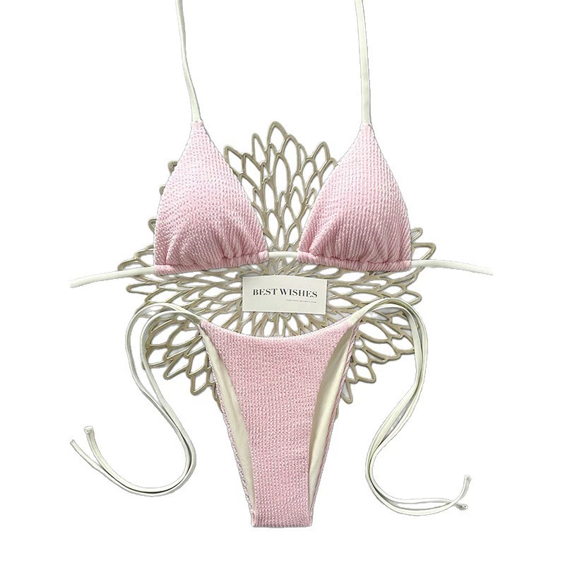 Two-Piece Halter Bikini Set with Triangle Cups and Tie-Side Bottoms view 5