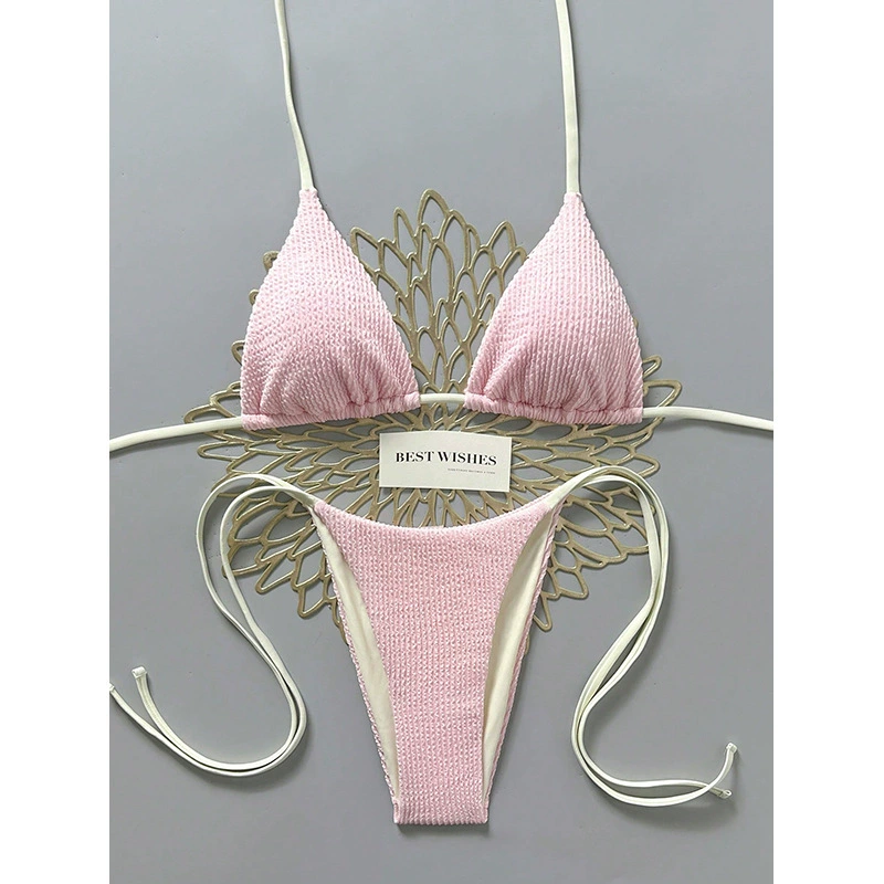 Two-Piece Halter Bikini Set with Triangle Cups and Tie-Side Bottoms view 6
