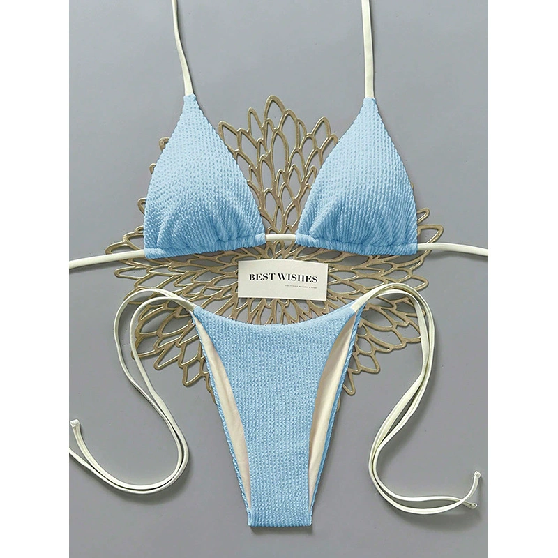 Two-Piece Halter Bikini Set with Triangle Cups and Tie-Side Bottoms view 7