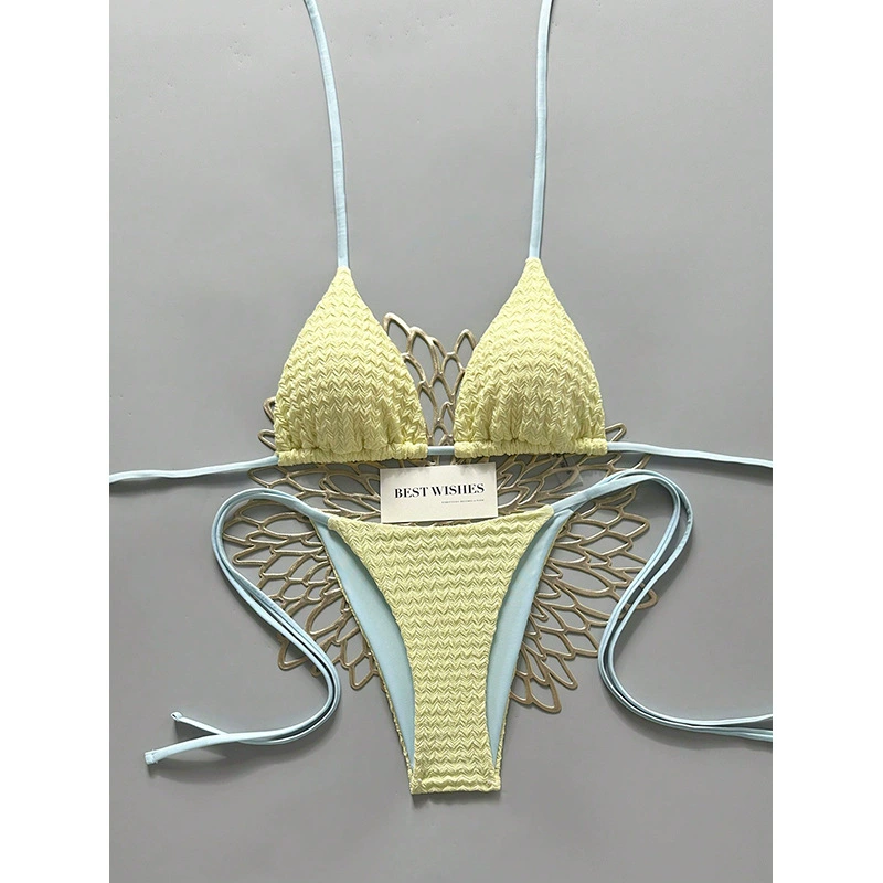 Two-Piece Halter Bikini Set with Triangle Cups and Tie-Side Bottoms view 8