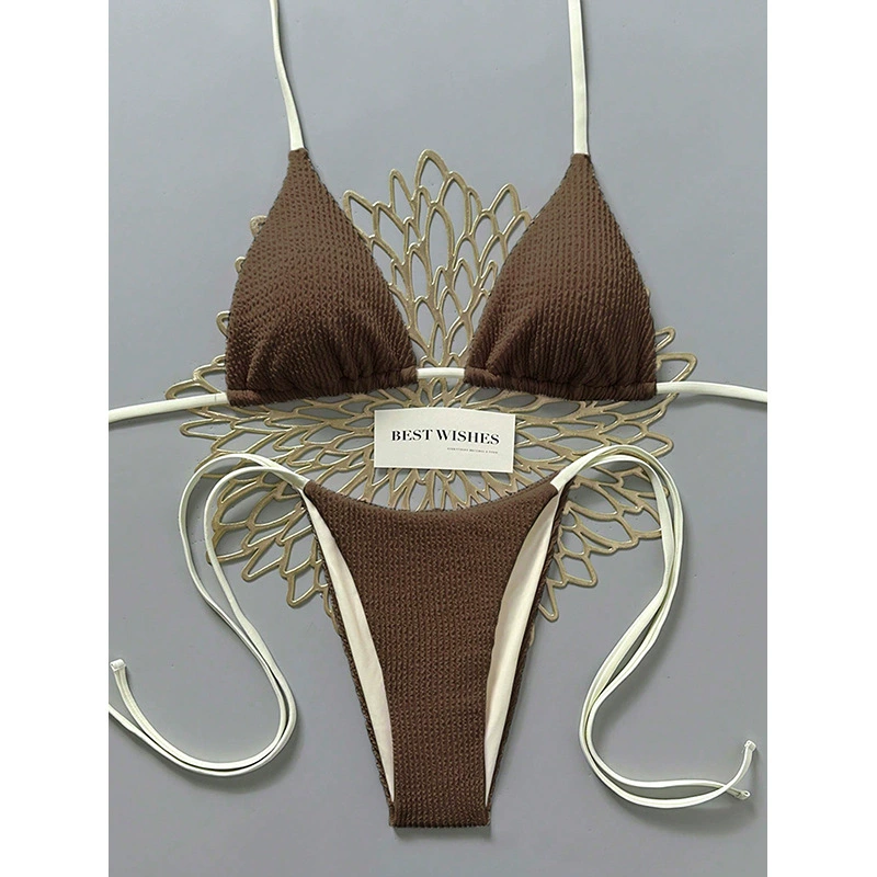 Two-Piece Halter Bikini Set with Triangle Cups and Tie-Side Bottoms view 9
