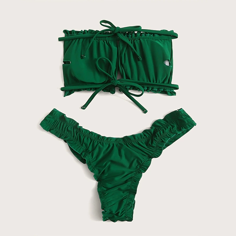 Ruffled Bandeau Two-Piece Swimsuit Set