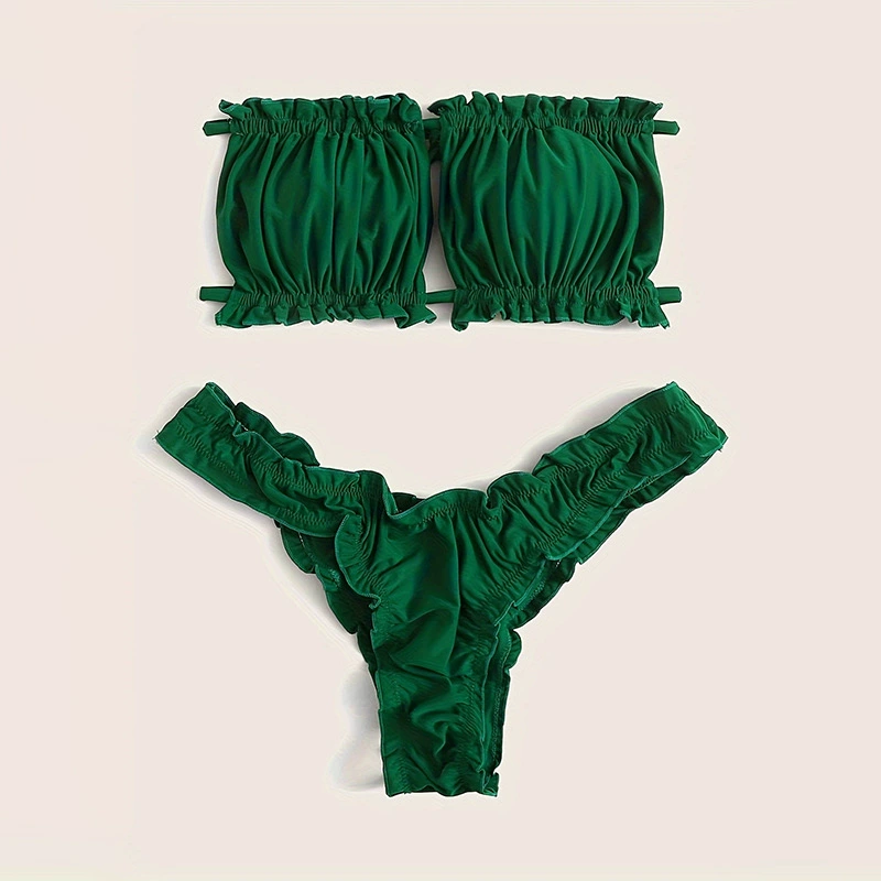 Ruffled Bandeau Two-Piece Swimsuit Set