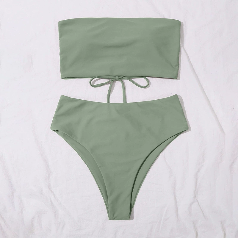 Women's Strapless Bandeau Bikini Set with High Cut Bottoms view 11
