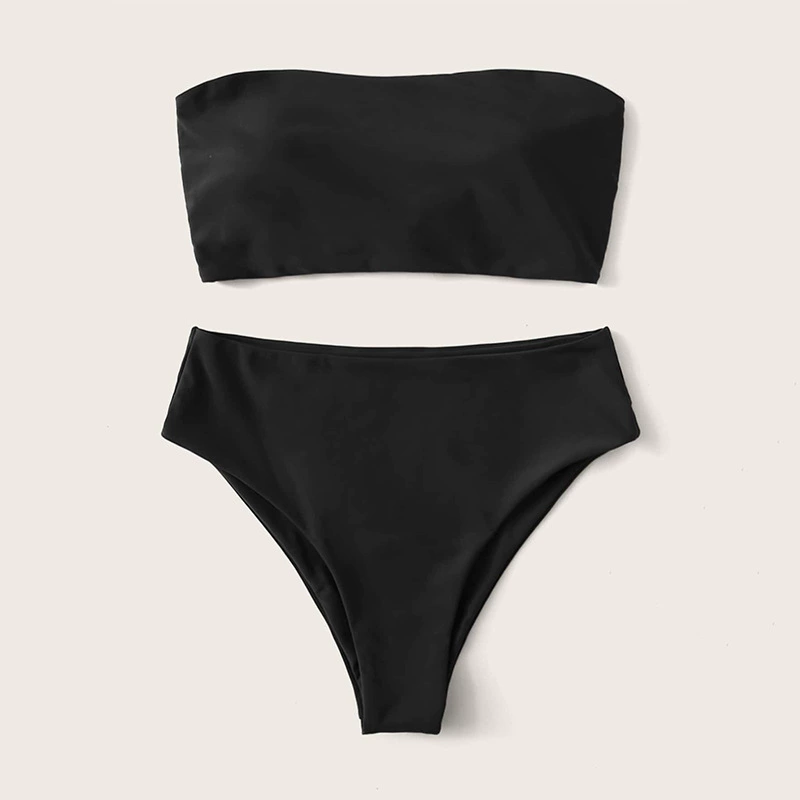 Women's Strapless Bandeau Bikini Set with High Cut Bottoms view 7