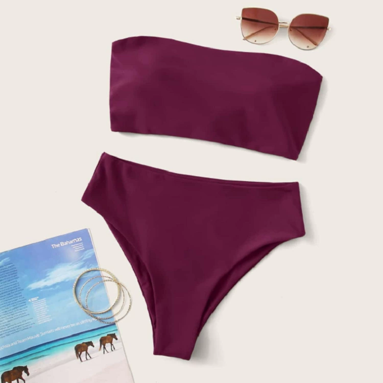 Women's Strapless Bandeau Bikini Set with High Cut Bottoms view 9