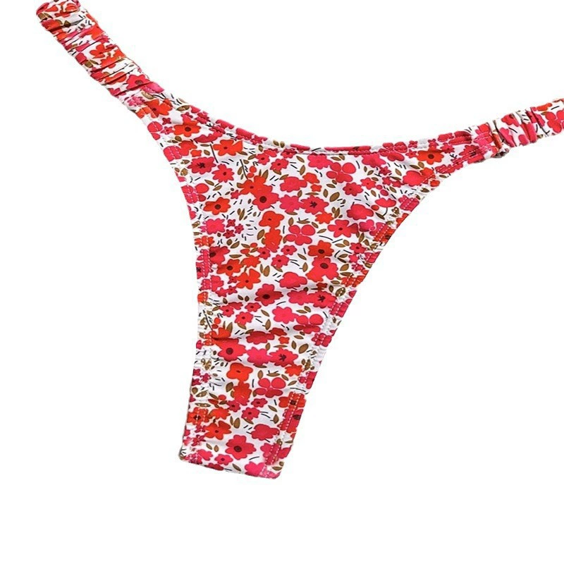 Triangle Halter Bikini Set with Tie Side Bottoms view 5