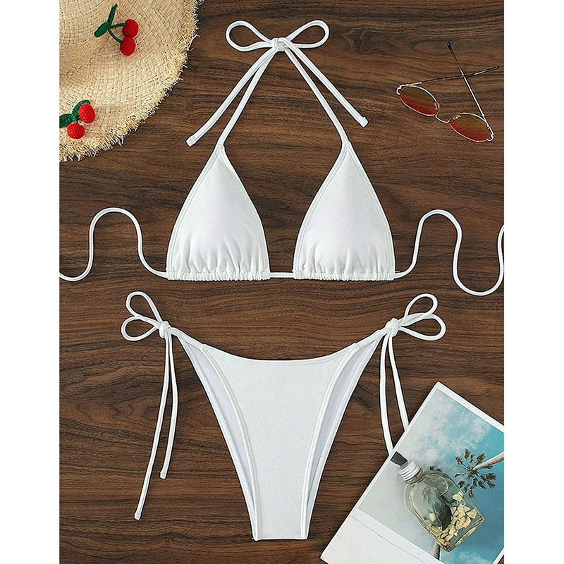 Two-Piece Halter Triangle Bikini with Side Tie Bottoms view 4