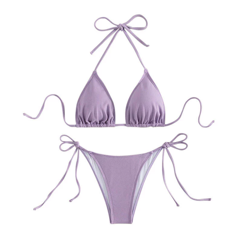 Two-Piece Halter Triangle Bikini with Side Tie Bottoms view 5