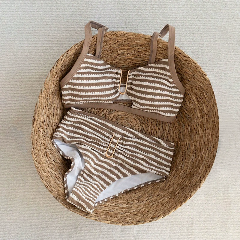 Wide Strap Sweetheart High Waist Bikini Set with Front Ring Detail view 4