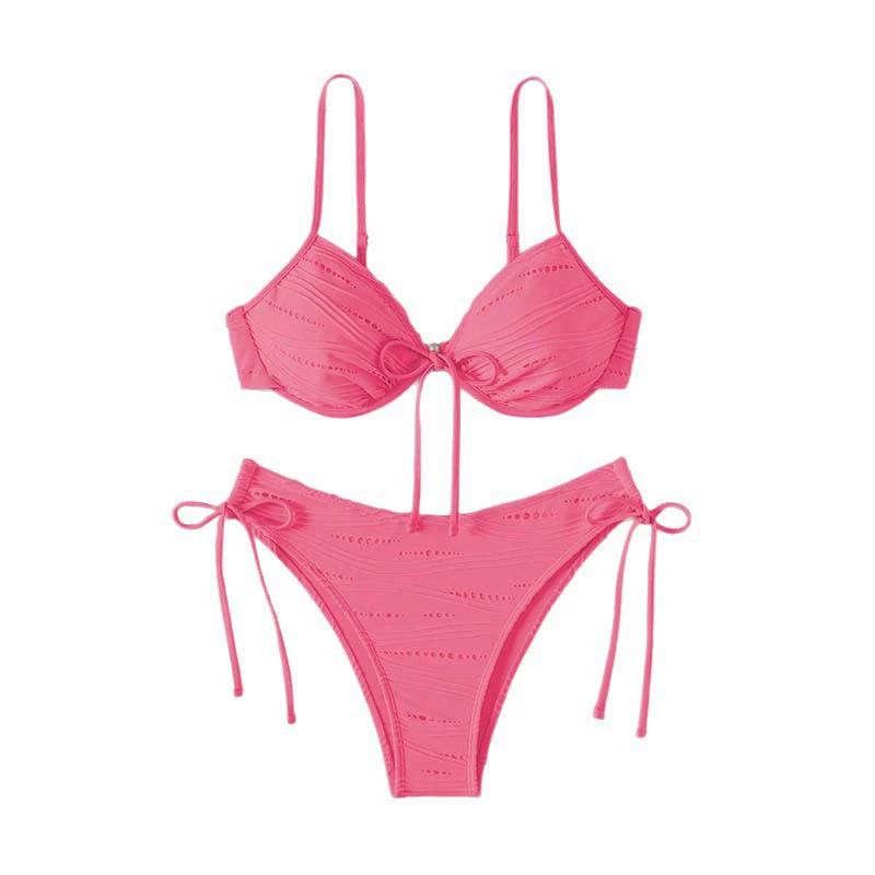 Two-Piece Triangle Bikini Set with Front Tie and Side Ties view 5
