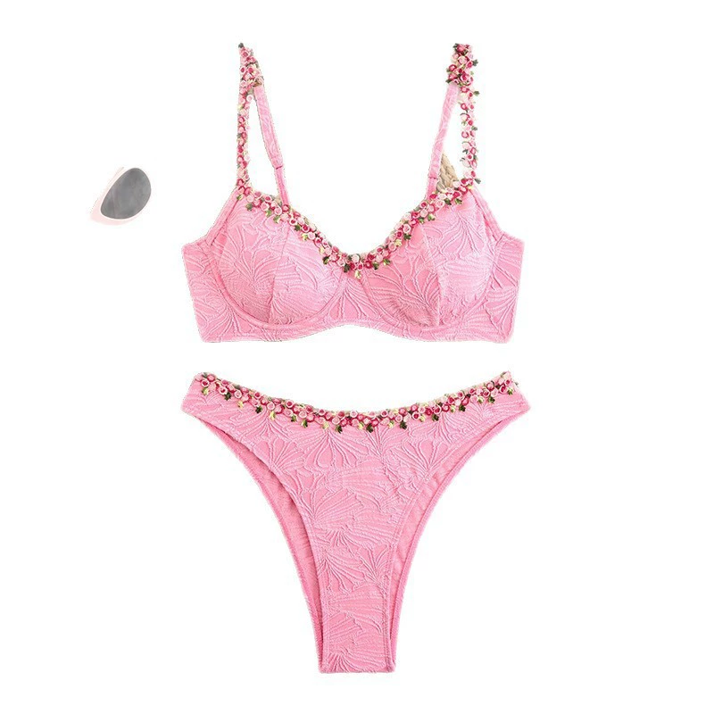 Two-Piece Underwire Bikini Set with High-Cut Bottoms view 5