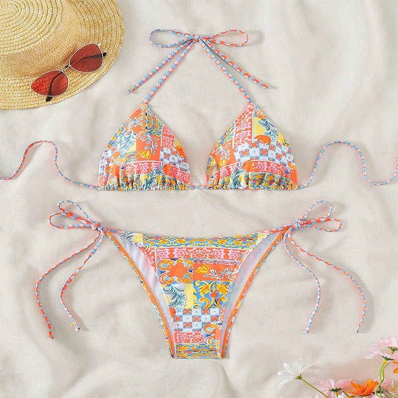 Two-Piece Triangle String Bikini Set view 6