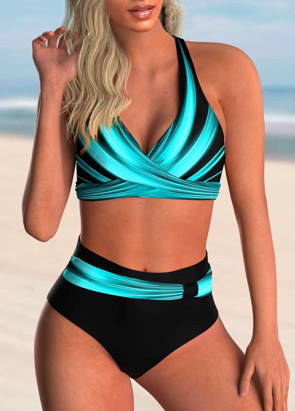 Wrap Front Bikini Set with High Waist Bottom view 14