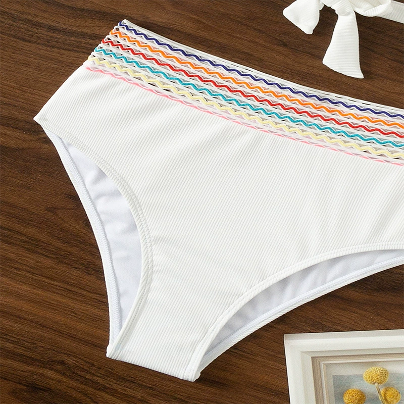 Two-Piece Bikini Set with V-Neck and High-Waist Bottom view 4