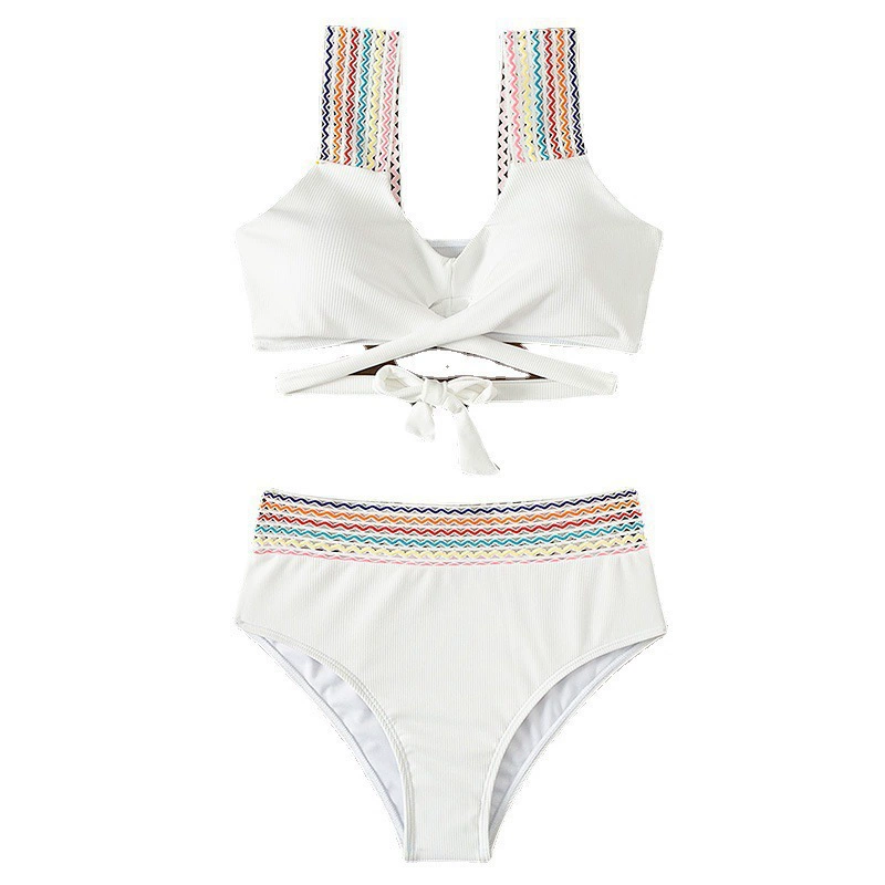 Two-Piece Bikini Set with V-Neck and High-Waist Bottom view 5