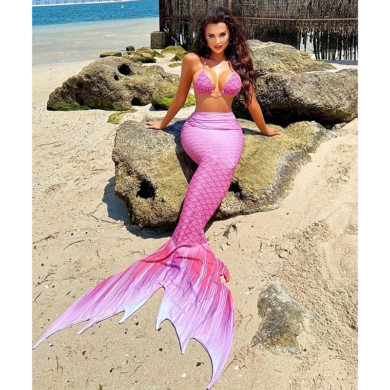 Mermaid Tail Bikini Set with Halter Top view 3