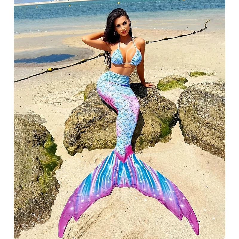 Mermaid Tail Bikini Set with Halter Top view 4