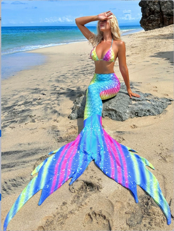Mermaid Tail Bikini Set with Halter Top view 6