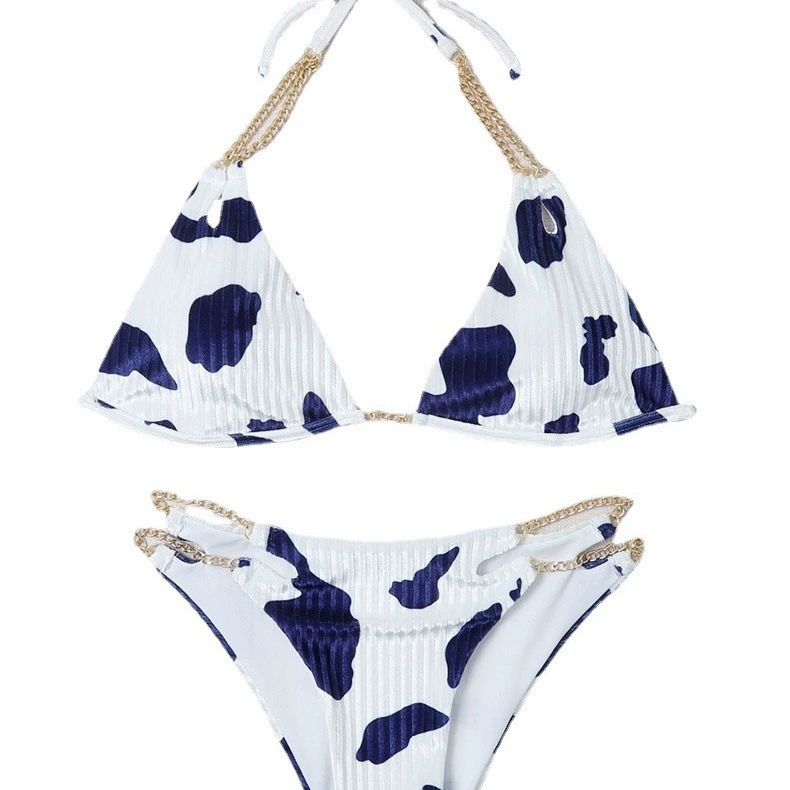 Chain Halter Triangle Bikini Set view 5