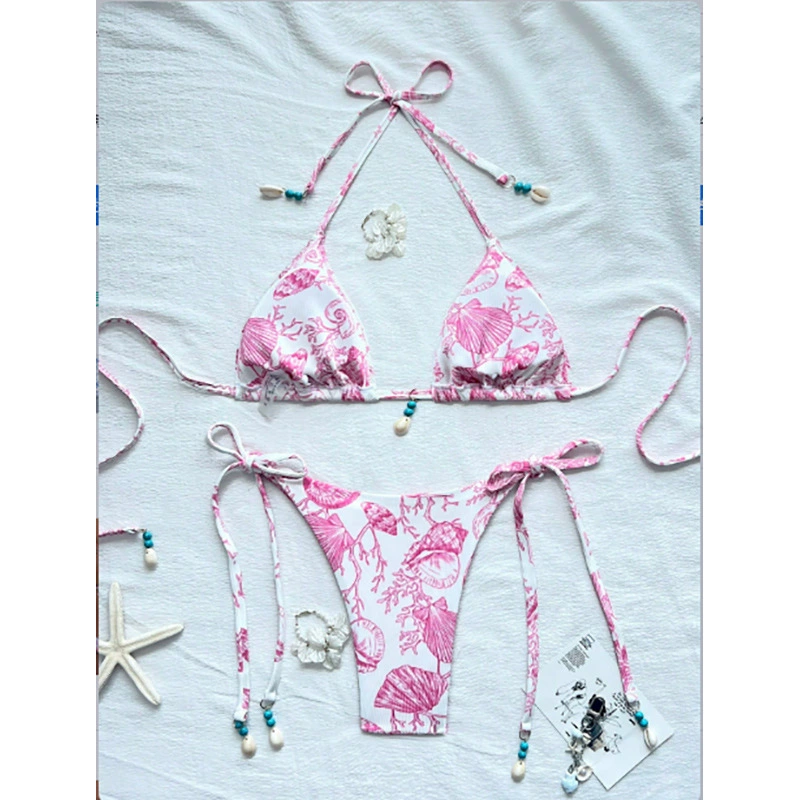 Two-Piece Halter Bikini Set with Tie-Side Bottoms