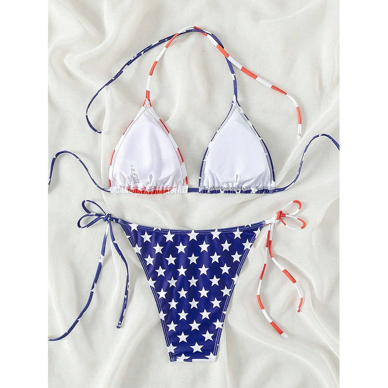 Two-Piece Triangle Bikini Set with String Ties view 3