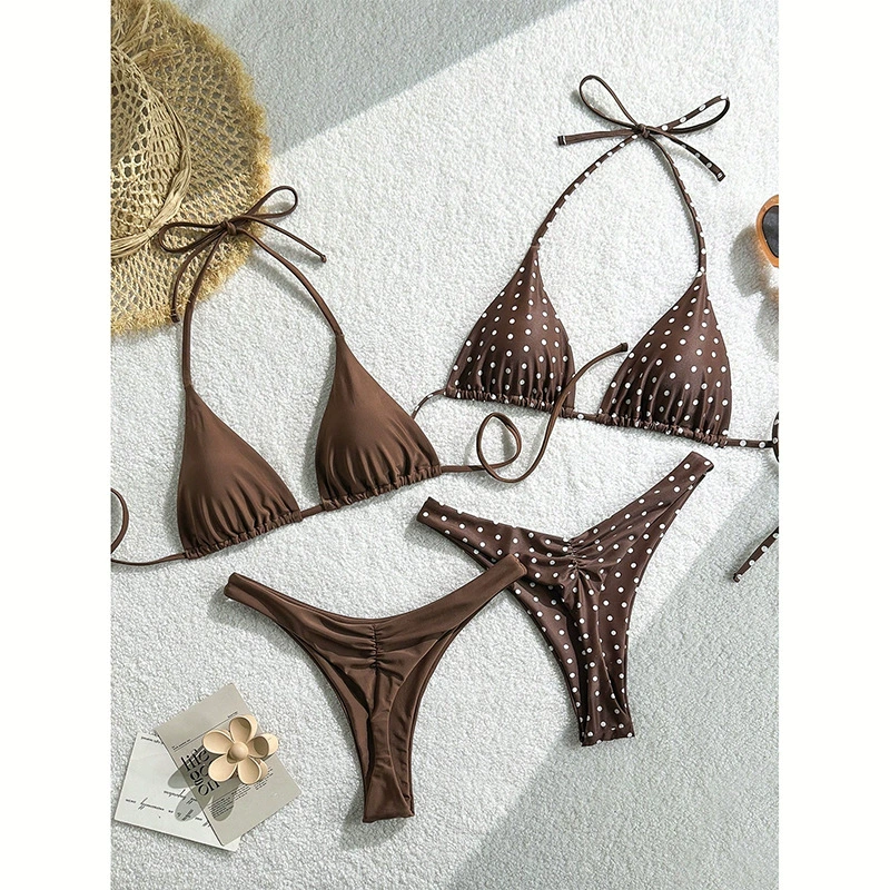 Four-Piece Triangle String Bikini Set