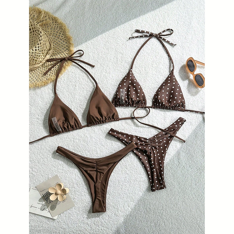 Four-Piece Triangle String Bikini Set view 3