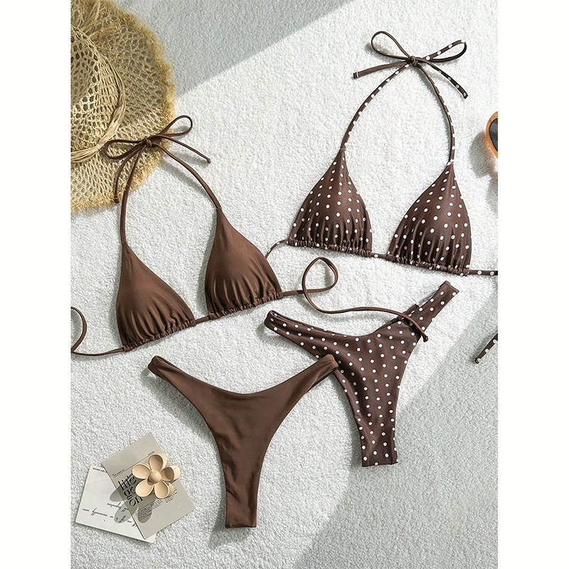 Four-Piece Triangle String Bikini Set view 4