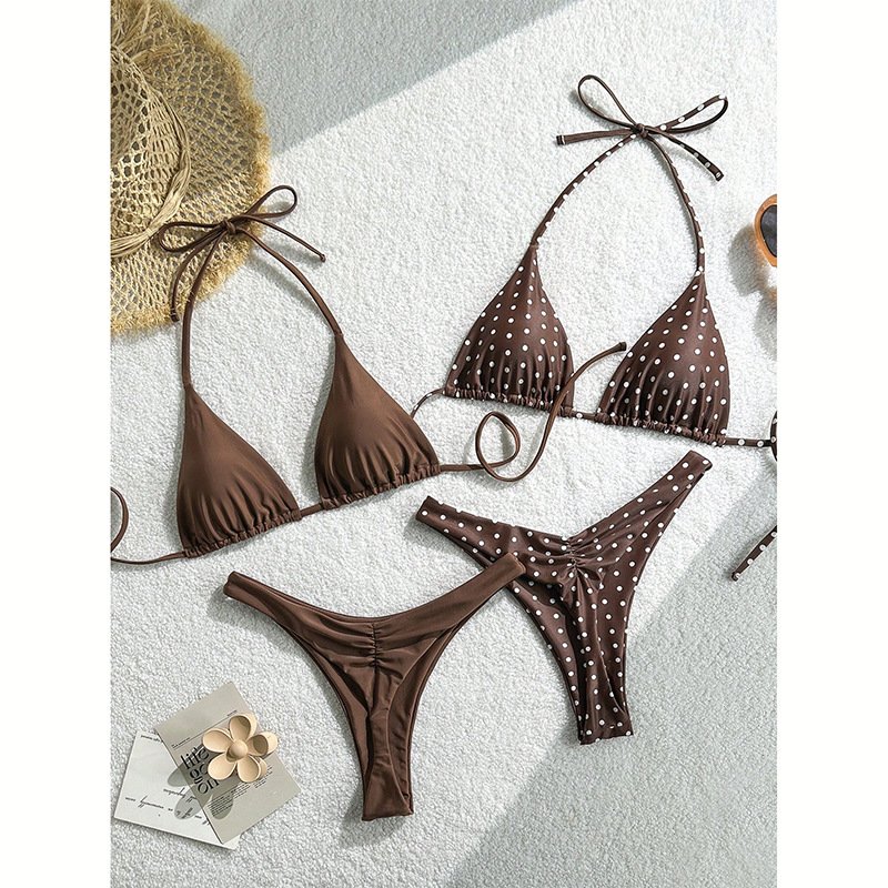 Brown base with white dots four-piece set