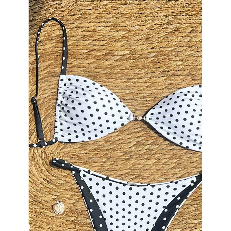 Two-Piece Triangle Bikini Set with Front Clasp and Adjustable Straps view 3