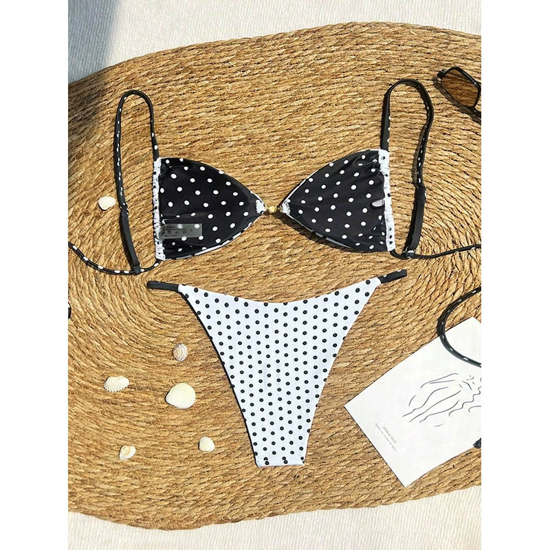 Two-Piece Triangle Bikini Set with Front Clasp and Adjustable Straps view 4
