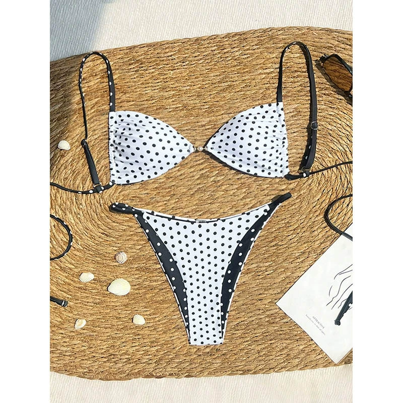 Two-Piece Triangle Bikini Set with Front Clasp and Adjustable Straps view 5