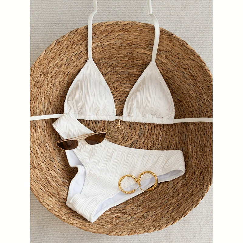 Women's Halter Neck Triangle Bikini Set with Tie Back view 4
