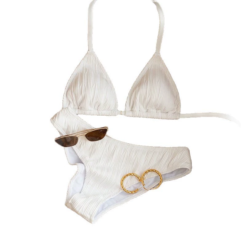 Women's Halter Neck Triangle Bikini Set with Tie Back view 5