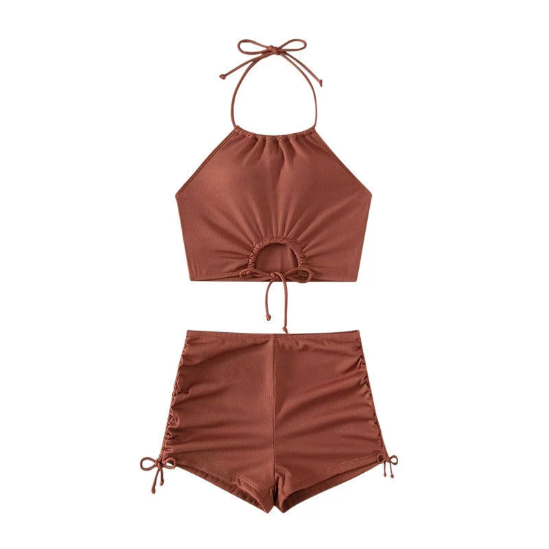 Two-Piece Halter Neck Swimsuit with Boy Shorts view 5