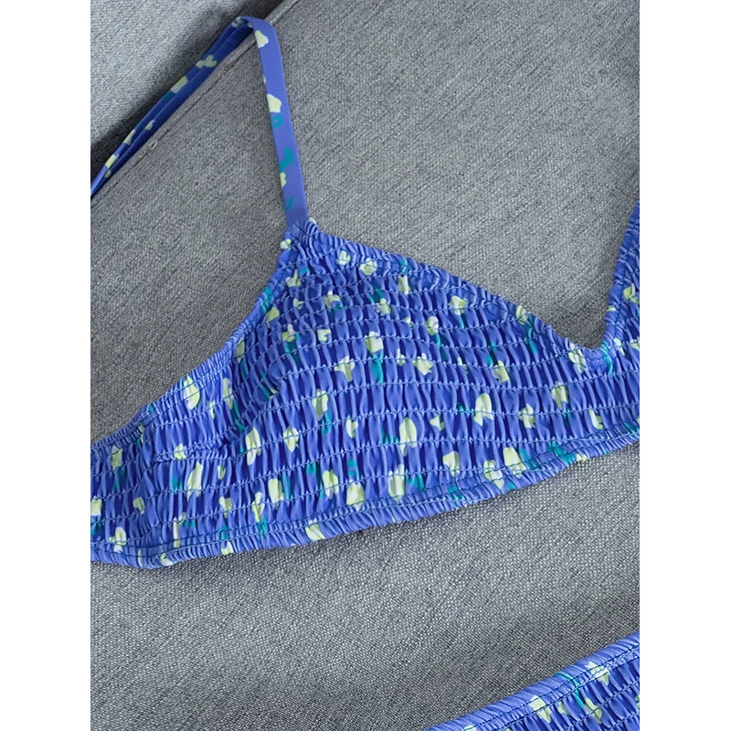 Smocked Triangle Bikini Set with Adjustable Straps view 4