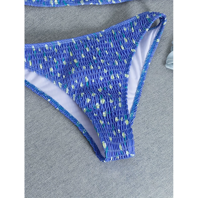 Smocked Triangle Bikini Set with Adjustable Straps view 5