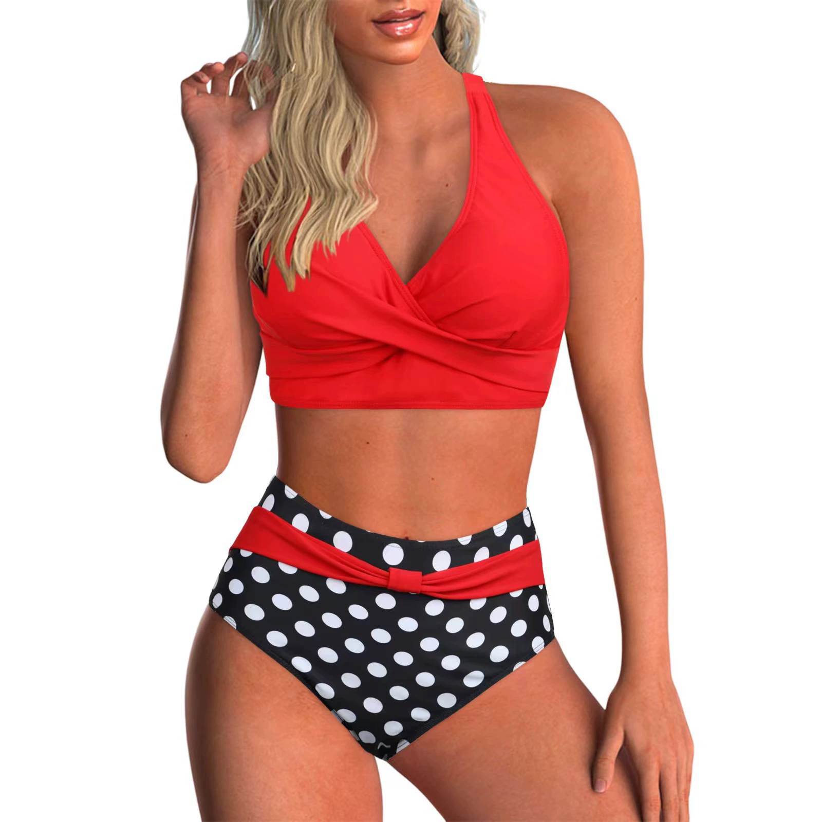 Wrap Front Bikini Set with High Waist Bottom view 4