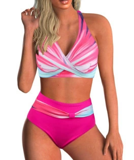 Wrap Front Bikini Set with High Waist Bottom view 8