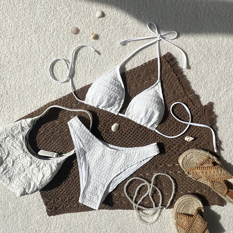 Halter Neck Triangle Bikini Set with Adjustable Ties view 8